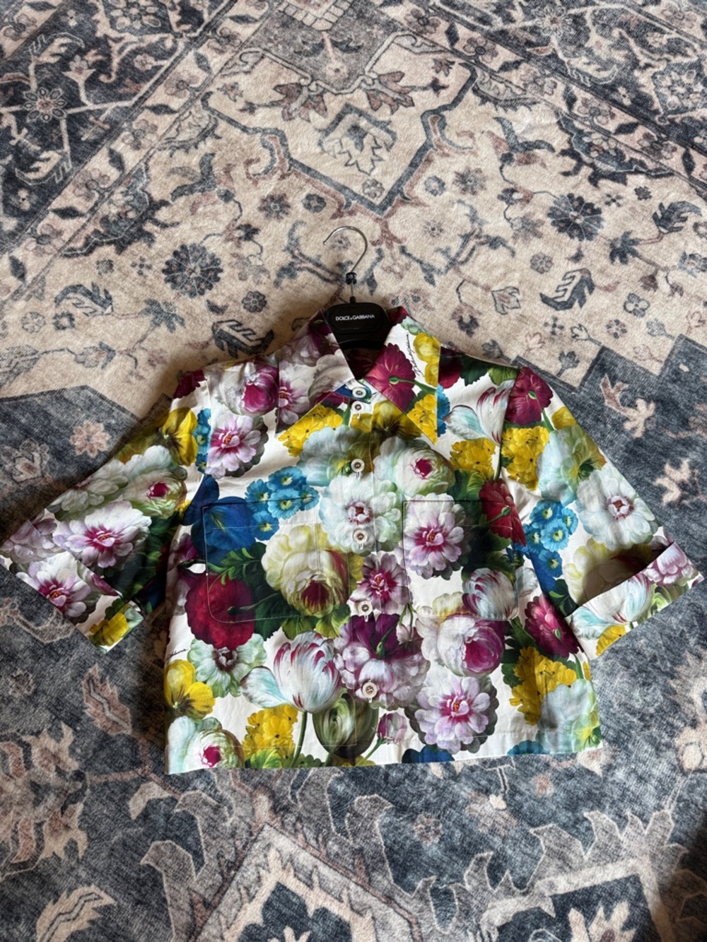 Dolce & Gabana ✨ Matching Set ✨ Nocturnal floral print top and skirt LIKE NEW - Picture 14 of 17